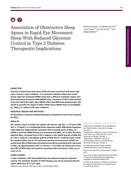 Association of Obstructive Sleep Apnea in Rapid