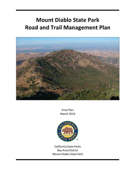 Mount Diablo State Park Road and Trail Management Plan