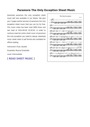 Paramore the Only Exception Sheet Music