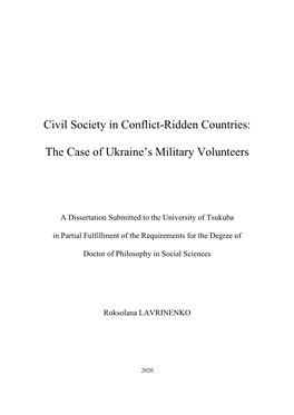 Civil Society in Conflict-Ridden Countries: the Case of Ukraine's