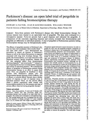 Parkinson's Disease: an Open Label Trial of Pergolide in Patients Failing Bromocriptine Therapy