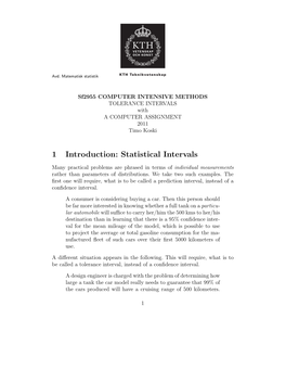 1 Introduction: Statistical Intervals