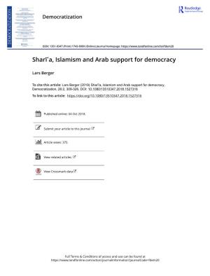 Sharīʻa, Islamism and Arab Support for Democracy
