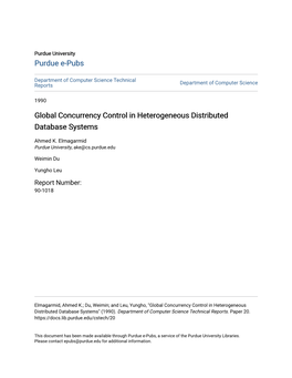 Global Concurrency Control in Heterogeneous Distributed Database Systems