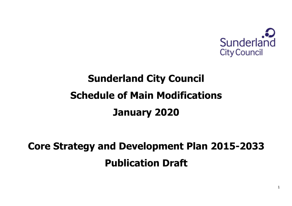 Sunderland City Council Schedule of Main Modifications January 2020