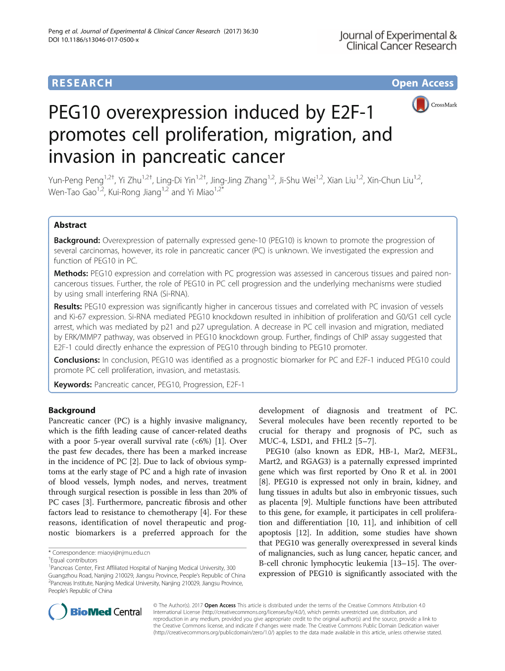 PEG10 Overexpression Induced by E2F-1 Promotes Cell Proliferation