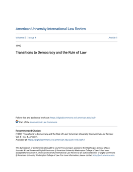 Transitions to Democracy and the Rule of Law