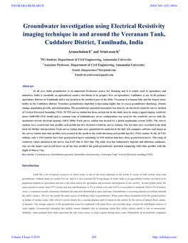 Groundwater Investigation Using Electrical Resistivity Imaging Technique in and Around the Veeranam Tank, Cuddalore District, Tamilnadu, India