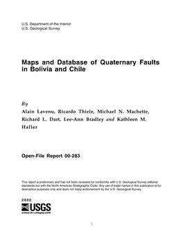 Maps and Database of Quaternary Faults in Bolivia and Chile