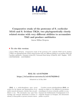 Comparative Study of the Proteome of S. Coelicolor M145 and S