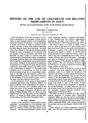 History of the Use of Colchicum and Related Medicaments in Gout with Suggestions for Further Research by Edward F