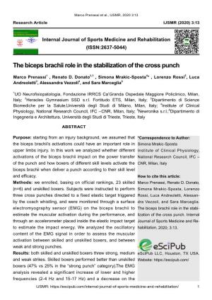 The Biceps Brachii Role in the Stabilization of the Cross Punch