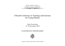 Fifteenth Conference on Typology and Grammar for Young Scholars