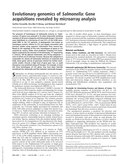 Evolutionary Genomics of Salmonella: Gene Acquisitions Revealed by Microarray Analysis