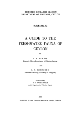 A Guide to the Freshwater Fauna of Ceylon