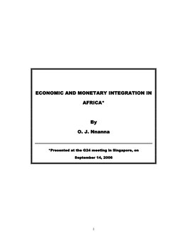 Economic and Monetary Integration in Africa