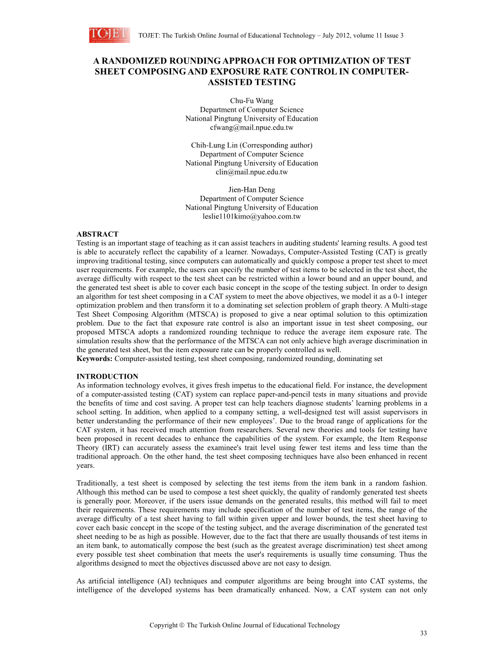 A Randomized Rounding Approach for Optimization of Test Sheet Composing and Exposure Rate Control in Computer- Assisted Testing