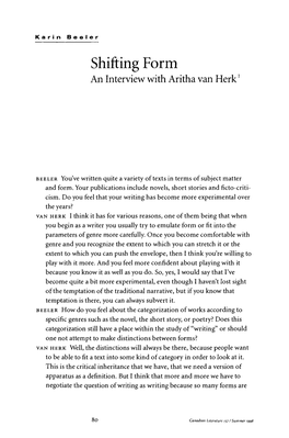 Shifting Form an Interview with Aritha Van Herk