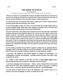 THE BOOK of ENOCH Ken Lent 2018 Evidence Is Presented That the “Book of Enoch” Was Never Written by Enoch of Genesis Chapter 5