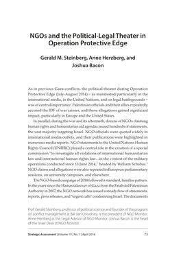 Ngos and the Political-Legal Theater in Operation Protective Edge