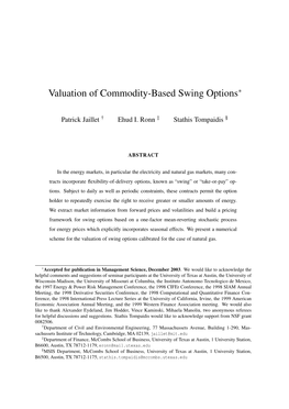 Valuation of Commodity-Based Swing Options∗