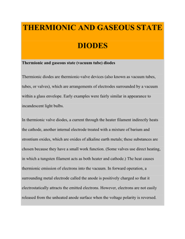 Thermionic and Gaseous State Diodes