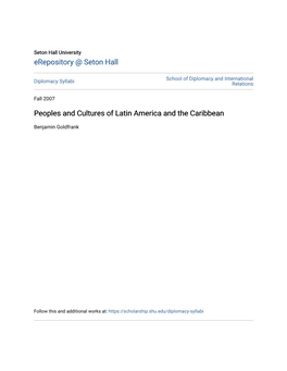 Peoples and Cultures of Latin America and the Caribbean