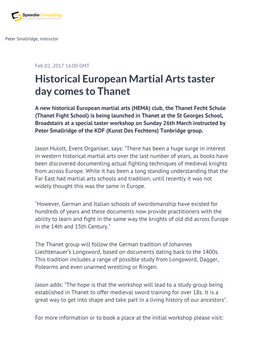 Historical European Martial Arts Taster Day Comes to Thanet