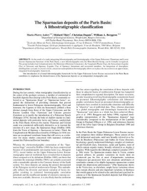 The Sparnacian Deposits of the Paris Basin: a Lithostratigraphic Classification