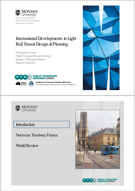 International Developments in Light Rail Transit Design & Planning