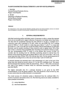 Passive Dosimeter Characteristics and New Developments