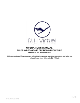 OPERATIONS MANUAL RULES and STANDARD OPERATING PROCEDURE Revision 09 05Th November 2018