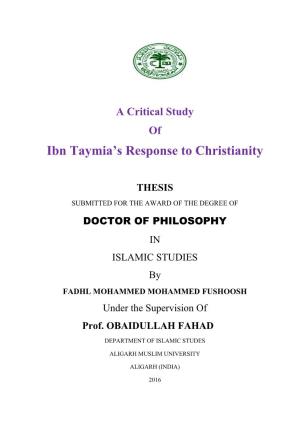 Ibn Taymia's Response to Christianity