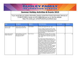 Activities and Events