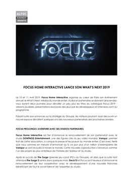 Focus Home Interactive Lance Son What's Next 2019