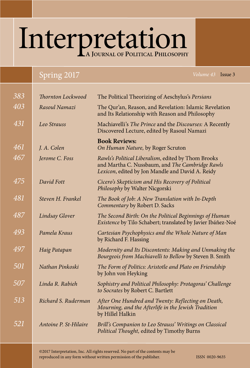 Spring 2017 Volume 43 Issue 3