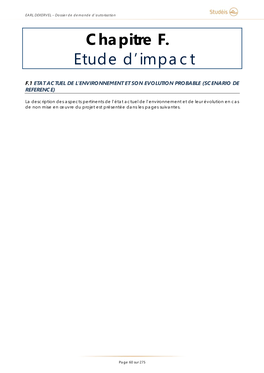 Chapitre F. Etude D'impact