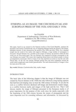 ETHIOPIA AS an IMAGE: the CZECHOSLOVAK and EUROPEAN PRESS of the 1920S and EARLY 1930S