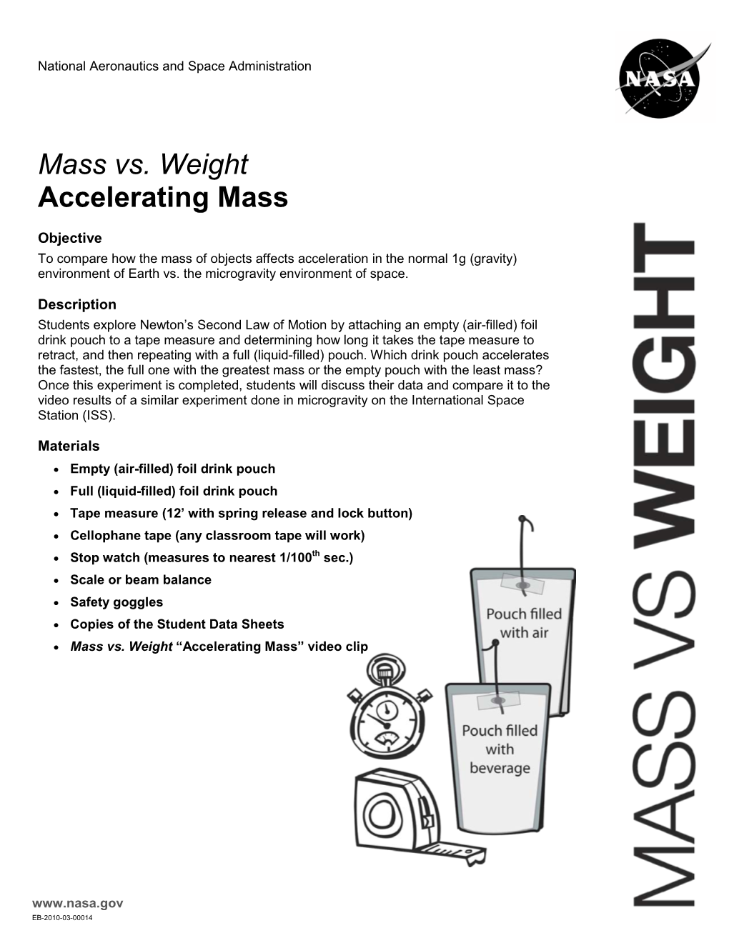 Mass Vs. Weight Accelerating Mass