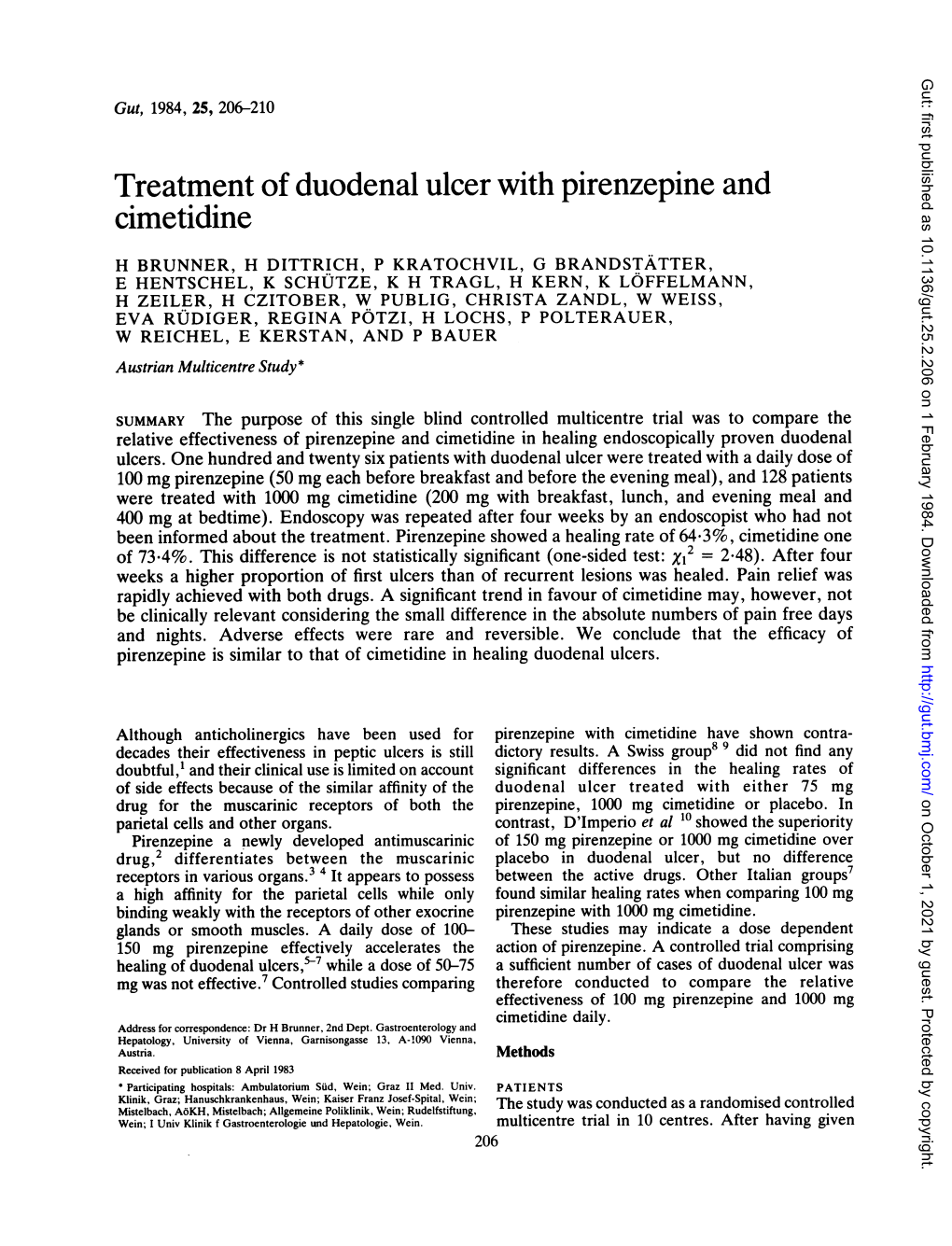 Treatment of Duodenal Ulcer with Pirenzepine and Cimetidine