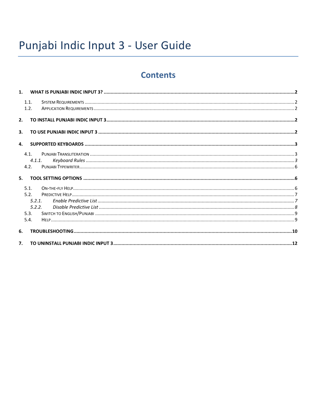 Punjabi Indic Input 3 - User Guide