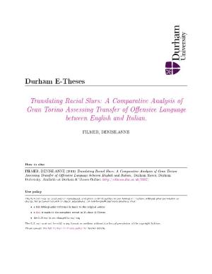 Translating Racial Slurs: a Comparative Analysis of Gran Torino Assessing Transfer of OEnsive Language Between English and Italian