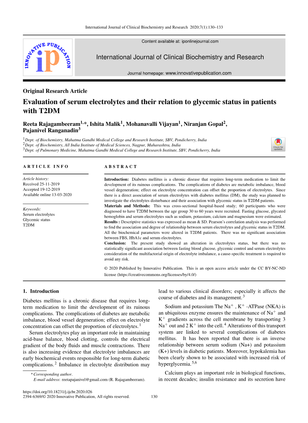 Evaluation of Serum Electrolytes and Their Relation to Glycemic Status in Patients with T2DM