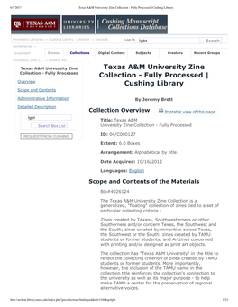 Texas A&M University Zine Collection Fully