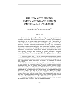 The New Vote Buying: Empty Voting and Hidden (Morphable) Ownership*