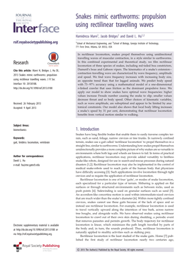 Snakes Mimic Earthworms: Propulsion Using Rectilinear Travelling Waves