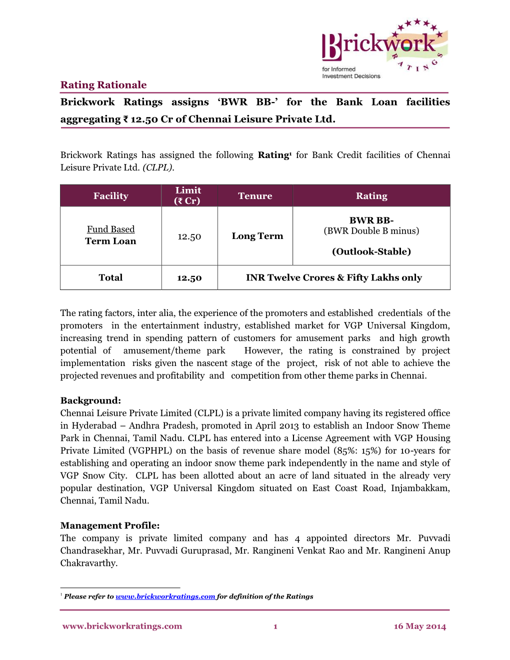 Rating Rationale for JKCL