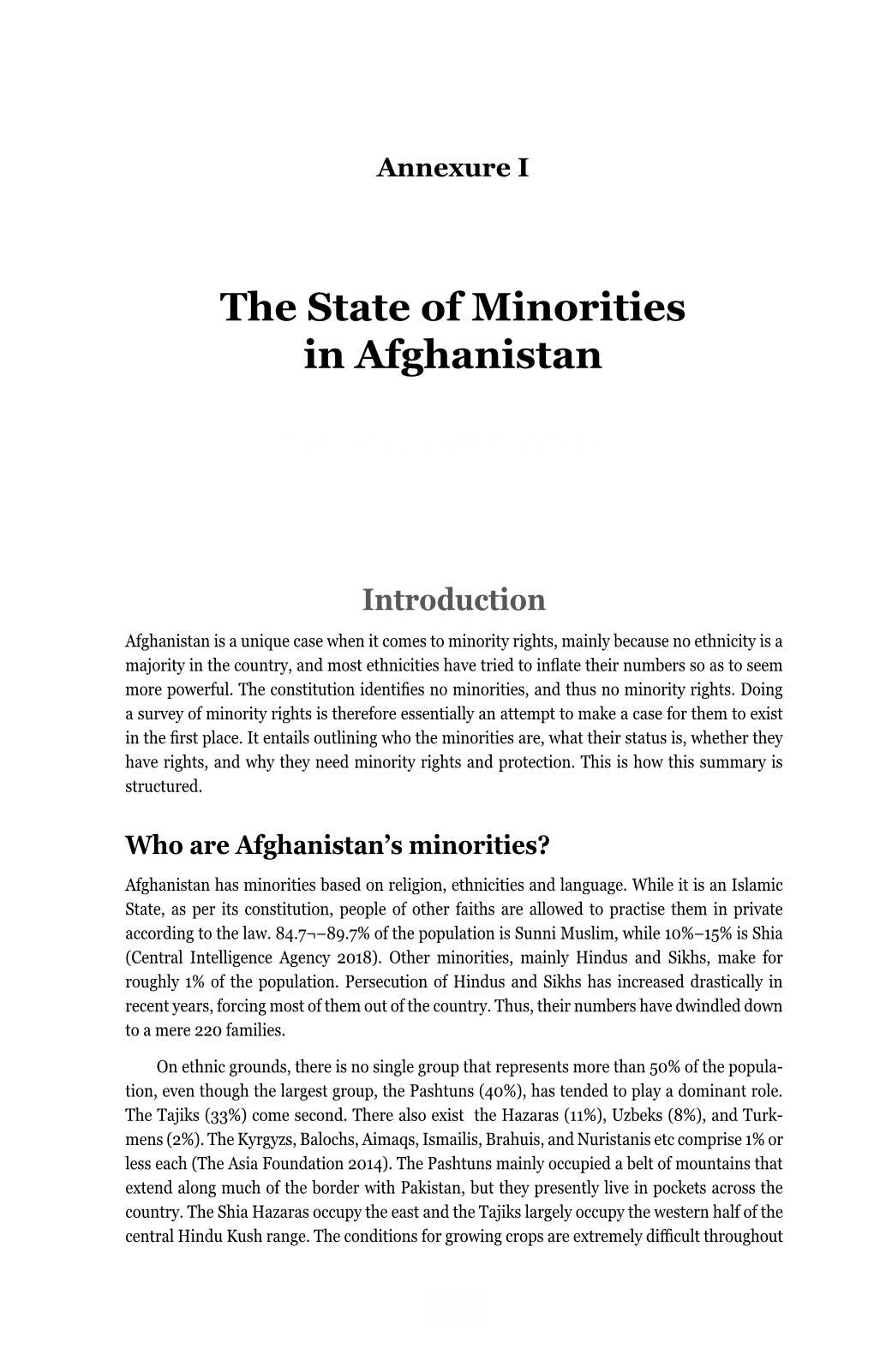 The State of Minorities in Afghanistan