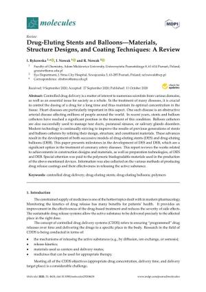 Drug-Eluting Stents and Balloons—Materials, Structure Designs, and Coating Techniques: a Review
