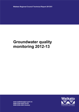 Groundwater Quality Monitoring 2012-13